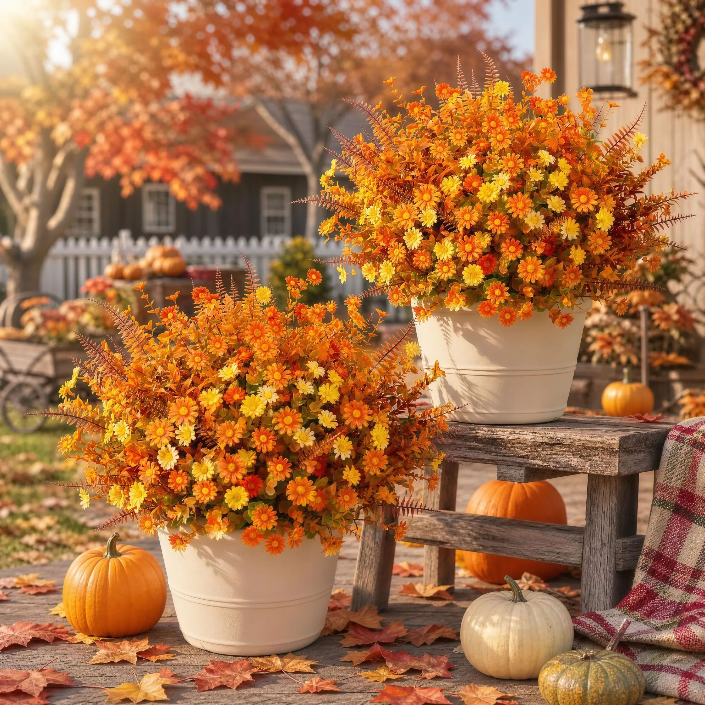 Artificial Fall Flower Mix for Outdoors, 20 Bundles (2-Pack)